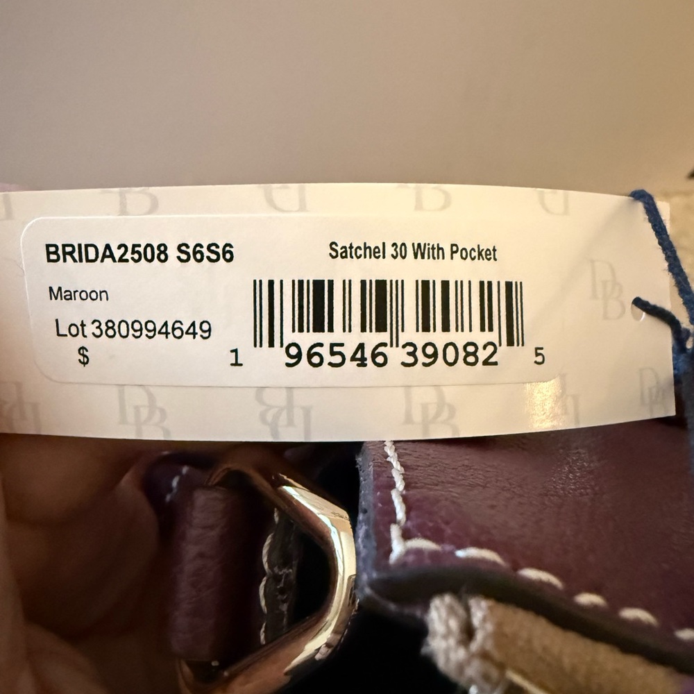 Dooney & Bourke Burgundy Leather Satchel - Picture 4 of 6